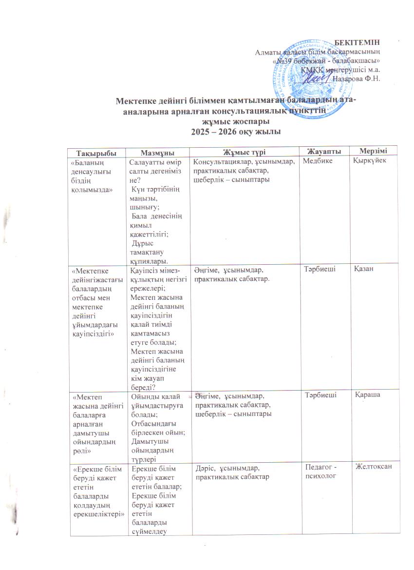 Қенес беру пункті/Консультативный пункт